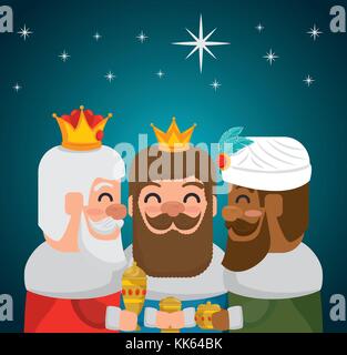 the three magic kings of orient cartoons Stock Vector