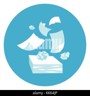 Papers Stack Paperwork Icon Web Button On Round Blue Background Stock Vector