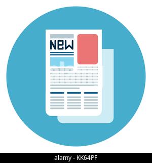 Newspaper Icon Web Button On Round Blue Background Stock Vector
