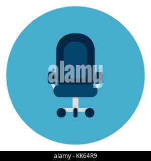 Office Chair Icon Web Button On Round Blue Background Stock Vector