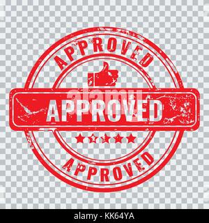 Approved stamp with old vintage grunge effect. Isolated and excluded as one shape, easy to change color. Stock Vector