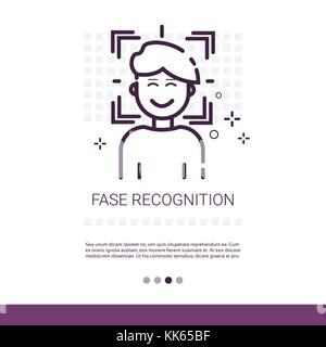 Face Recognition Biometric Security System Web Banner With Copy Space Stock Vector