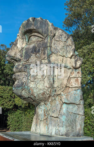Cracked statue of a man face profile Stock Photo