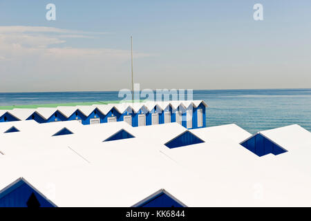 Italy, Liguria, Varazze, cabins on the beach Stock Photo