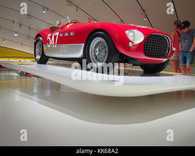 1953 Ferrari 340 MM Vignale in the Enzo Ferrari Museum in Modena, Italy. It was a part of exhibition «Driving with the Stars». Stock Photo