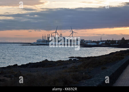 Desalination factory, Arrecife, Lanzarote, Spain Stock Photo