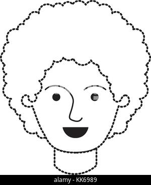 male face with curly hair in black dotted silhouette Stock Vector