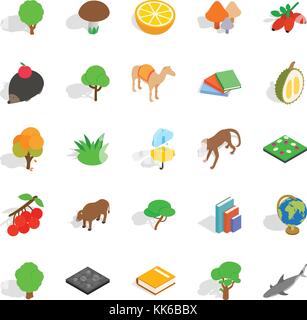 Biology icons set, isometric style Stock Vector