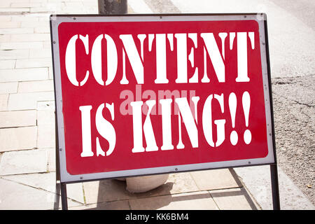 Conceptual hand writing text caption inspiration showing Content Is King. Business concept for Business Marketing Online Media written on announcement Stock Photo