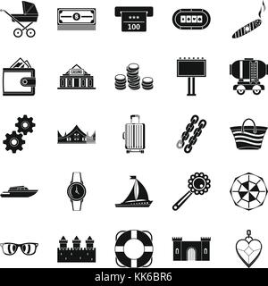 Weal icons set, simple style Stock Vector