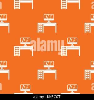 Computer desk, workplace pattern seamless Stock Vector