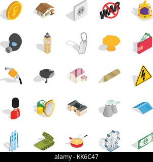 Profitable business icons set, isometric style Stock Vector