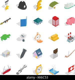 Receiving money icons set, isometric style Stock Vector