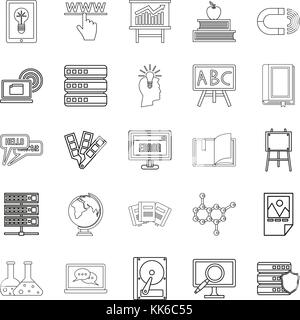 Journal icons set, outline style Stock Vector