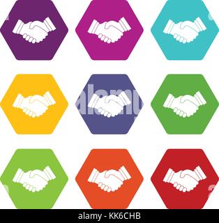 Handshake icon set color hexahedron Stock Vector Image & Art - Alamy