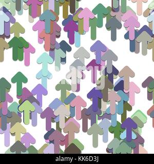 Seamless abstract geometrical arrow background pattern - vector design from multicolored rounded upward arrows Stock Vector