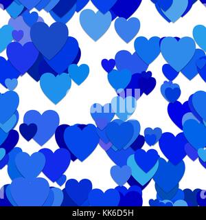 Seamless random heart pattern background - vector graphic design from hearts in blue tones Stock Vector