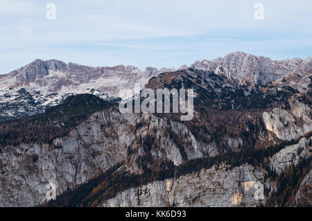 Rugged mountain peaks in the Julian Alps range Stock Photo