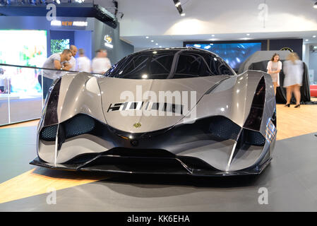 DUBAI, UAE - NOVEMBER 17: The Devel Sixteen supercar is on Dubai Motor Show 2017 on November 17, 2017 Stock Photo