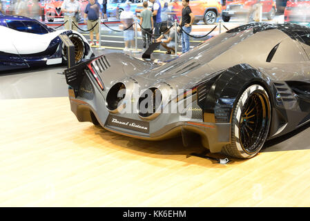 DUBAI, UAE - NOVEMBER 17: The Devel Sixteen supercar is on Dubai Motor Show 2017 on November 17, 2017 Stock Photo