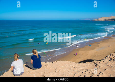 surf lessons at Paradise beach, Maroc Stock Photo