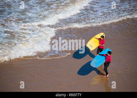 surf lessons at Paradise beach, Maroc Stock Photo