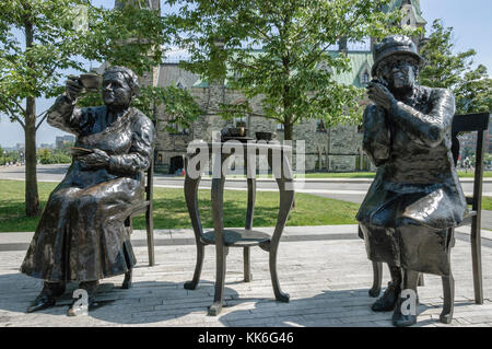 Women's Emancipation Memorial, The Famous Five (The Valiant Five) monument, by Barbara Paterson, Parliament Hill, Ottawa, Ontario, Canada. Stock Photo