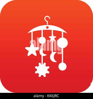 Baby bed carousel icon digital red Stock Vector