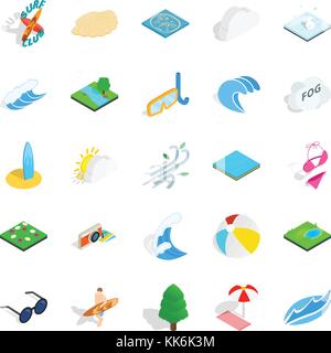 Water swimming icons set, isometric style Stock Vector
