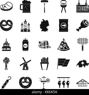 Hangout icons set, simple style Stock Vector