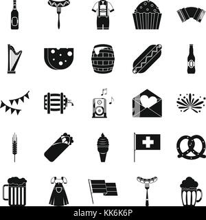 Beer hangout icons set, simple style Stock Vector