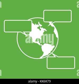 Globe and empty speech bubbles icon green Stock Vector