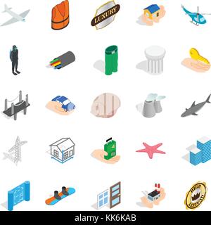 Assurance icons set, isometric style Stock Vector