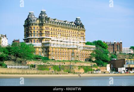 The Grand Hotel on the South Bay at Scarborough, North Yorkshire, England. Amongst the largest in the world when built in 1867 Stock Photo