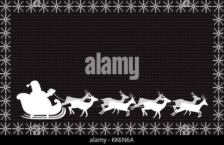 Image of silhouette of santa claus in sleigh being pulled by reindeer ...