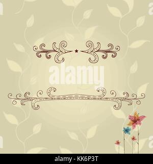 Vector template of greeting card with lace frame, wish inscription on floral background. Stock Vector