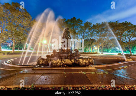 Bailey Fountain is a 19th century outdoor sculpture in New York City Grand Army Plaza, Brooklyn, New York, United States. Stock Photo