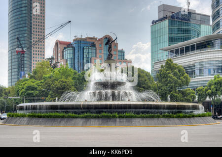 Mexico City, Mexico - July 3, 2013: Diana Cazadora 'the hunter' Fountain, located in Paseo de la Reforma. This is one of the icons of the city. Stock Photo