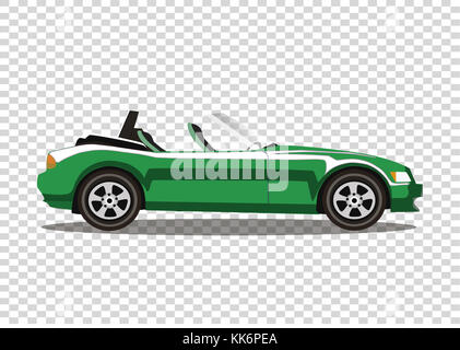 Green modern cartoon cabriolet car  isolated on transparent background. Sport car. Vector illustration. Clip art. Stock Photo