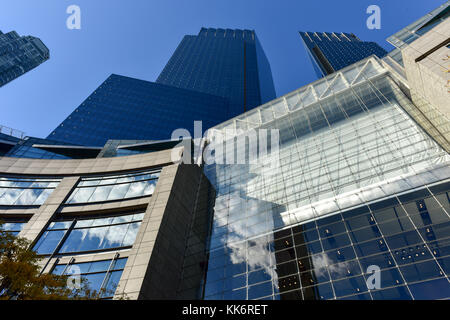 New York City - November 6, 2016: Time Warner Center is a twin-tower building consisting of two 750 ft (229 m) twin towers bridged by a multi-story at Stock Photo