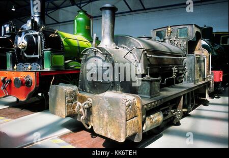 Old vintage steam locomotives in the National Railway Museum in the city of York, North Yorkshire, England, UK Stock Photo