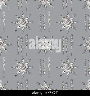 Hand drawn crystals pattern. Abstract stylized stars seamless background. Vector colorful texture for wallpaper, wrapping paper, textile design, surfa Stock Vector