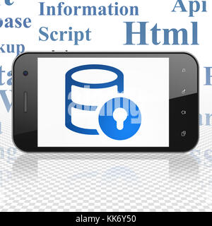 Software concept: Smartphone with Database With Lock on display Stock Photo