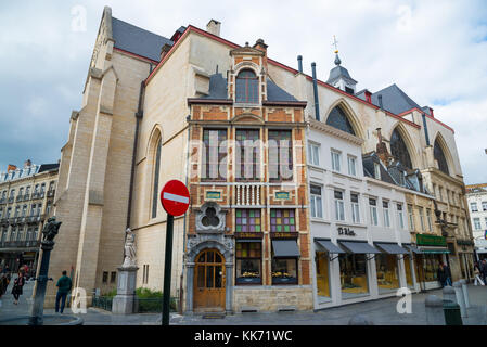 Brussels, Belgium - April 22, 2017: Church of St. Nicholas in sunny day. It is one of oldest churches of Brussels.,Belgium Stock Photo