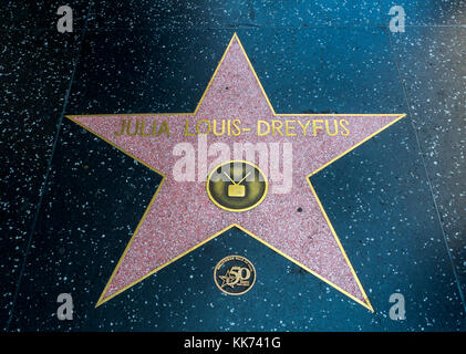 Julia Louis-Dreyfus's Star, Hollywood Walk of Fame - August 11th, 2017 - Hollywood Boulevard, Los Angeles, California, CA, USA Stock Photo