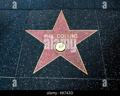 Phil Collins's Star, Hollywood Walk of Fame - August 11th, 2017 - Hollywood Boulevard, Los Angeles, California, CA, USA Stock Photo