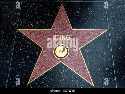 Sting's Star, Hollywood Walk of Fame - August 11th, 2017 - Hollywood Boulevard, Los Angeles, California, CA, USA Stock Photo