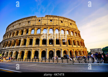 View of Colosseum at dusk in Rome on September 14, 2016. Stock Photo