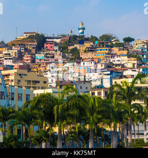 Pier & Lighthouse Hill - Guayaquil Stock Photo