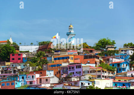 Pier & Lighthouse Hill - Guayaquil Stock Photo